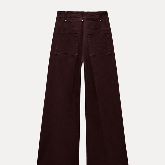 Zara Burgundy Wide Leg Pants - Picture 9 of 12